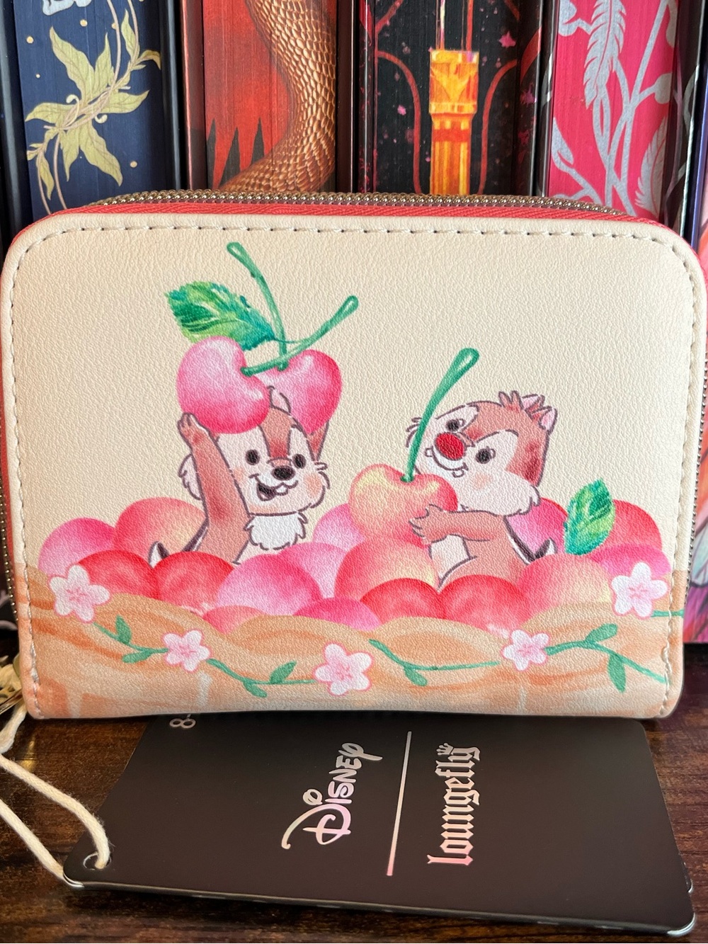 Disney Loungefly Chip and Dale cherry zip wallet